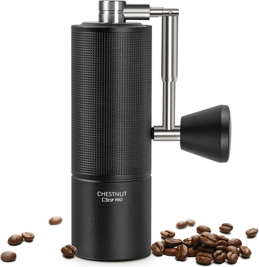 Chestnut C3 ESP PRO, TIMEMORE Kaffeemühle Manuell, Upgrade Integrierte Ganzmetallgehäuse, Handkaffeemühle für Espresso bis French Press, Schwarz