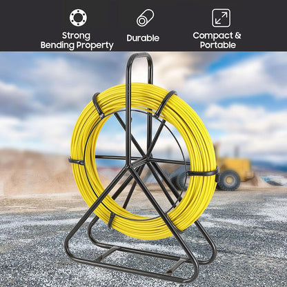 Sonda fibra de sticla 6mm x 50m cu suport metalic si frana