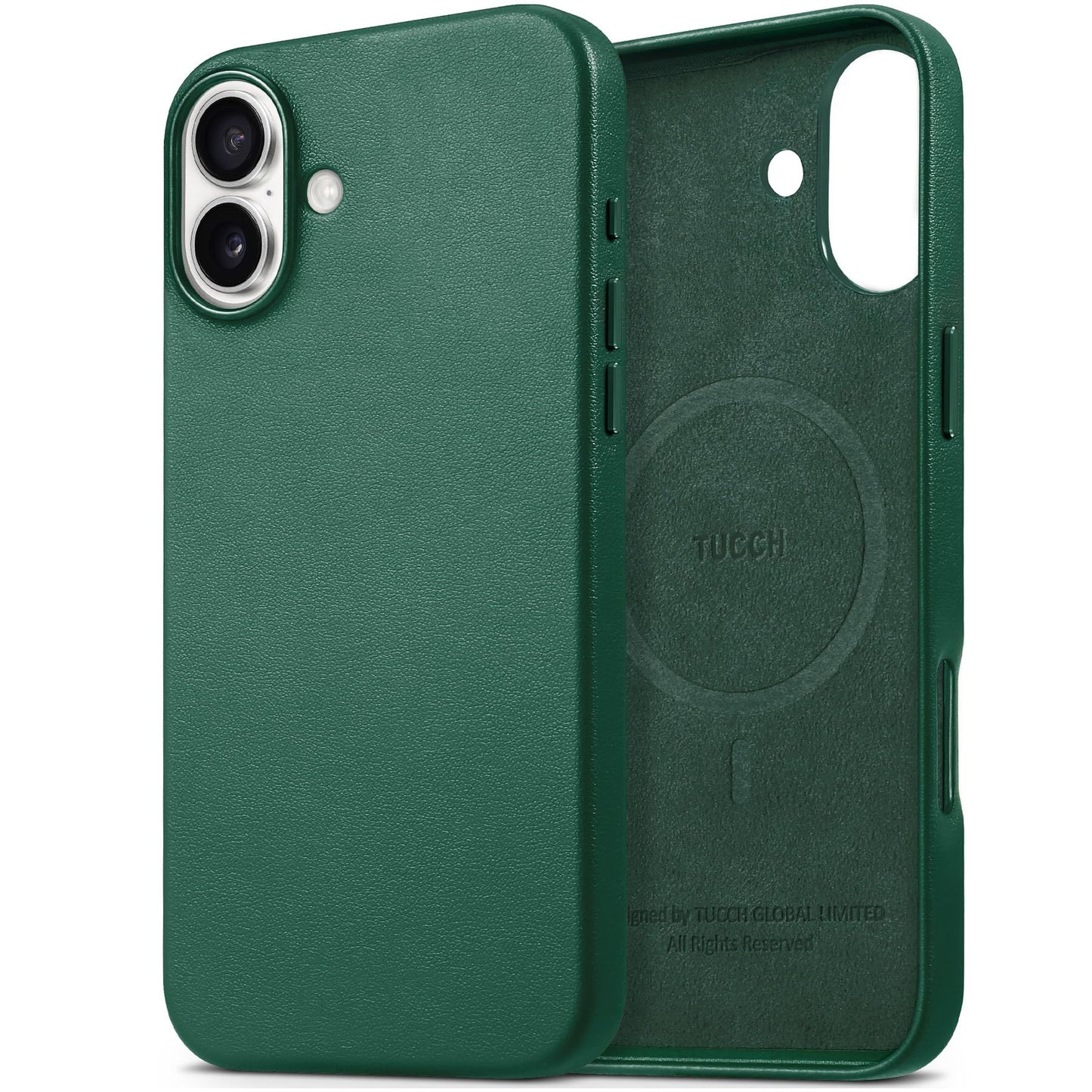 TUCCH Case for iPhone 16, [Magnetic Wireless Charging] Anti-Slip PU Leather Shockproof Phone Case, Slim Anti-Fingerprint Lightweight Protective Back Cover Compatible with iPhone 16 6.1" 2024, Black
