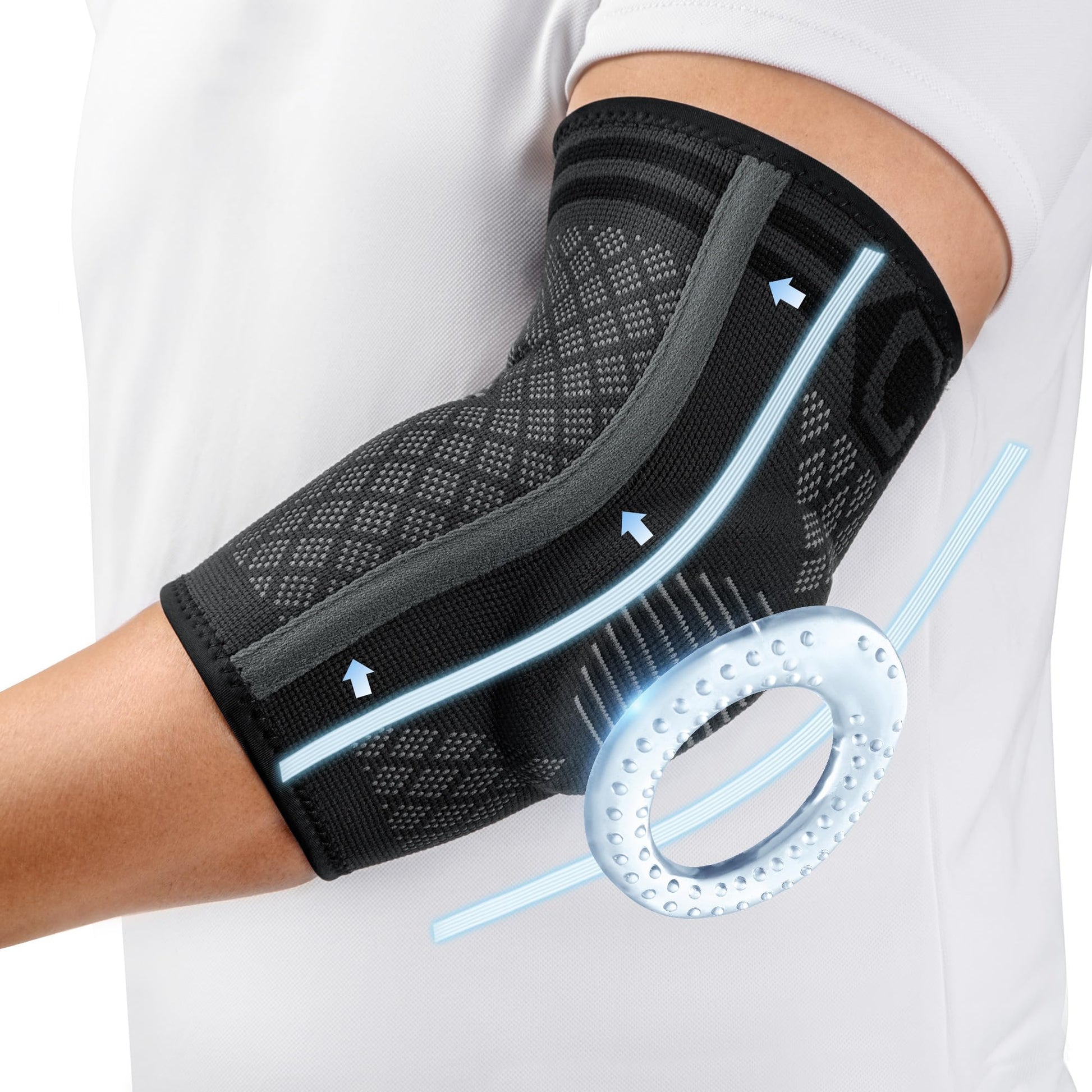 CAMBIVO 1 Pair Elbow Brace for Tendonitis and Tennis Elbow with Gel Pad and Dual Stabilizers, Arm Sleeves for Women & Men, Elbow Compression Sleeve for Golfer's Elbow, Weightlifting
