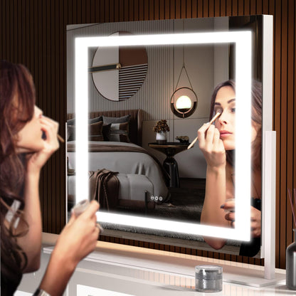 Oglinda cosmetica Hasipu 55x45 cm LED 10x, 3 temperaturi lumina