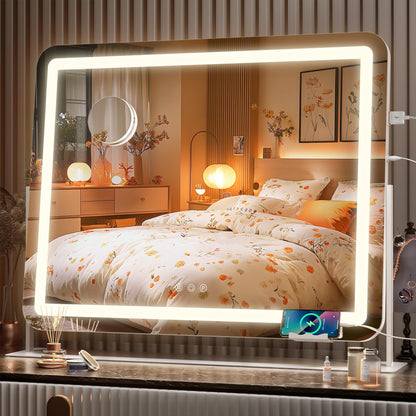 Oglinda cosmetica Hasipu 55x45 cm LED 10x, 3 temperaturi lumina