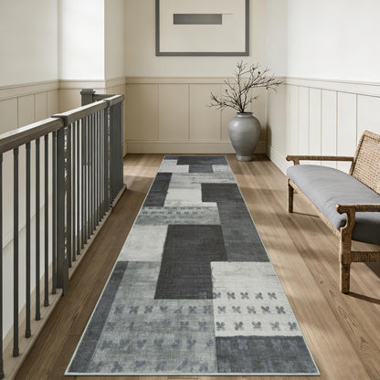 Covor runner Edlbaegy geometric bej 80x200 cm antiderapant