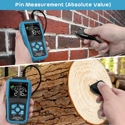 Moisture Meter, DURFICST Moisture Meter Wall, Pin & Pinless Moisture Meter with Colour LCD and Acoustic Alarm, Detects 20-40 mm Walls, Wood, Masonry, Concrete and Other Building Materials