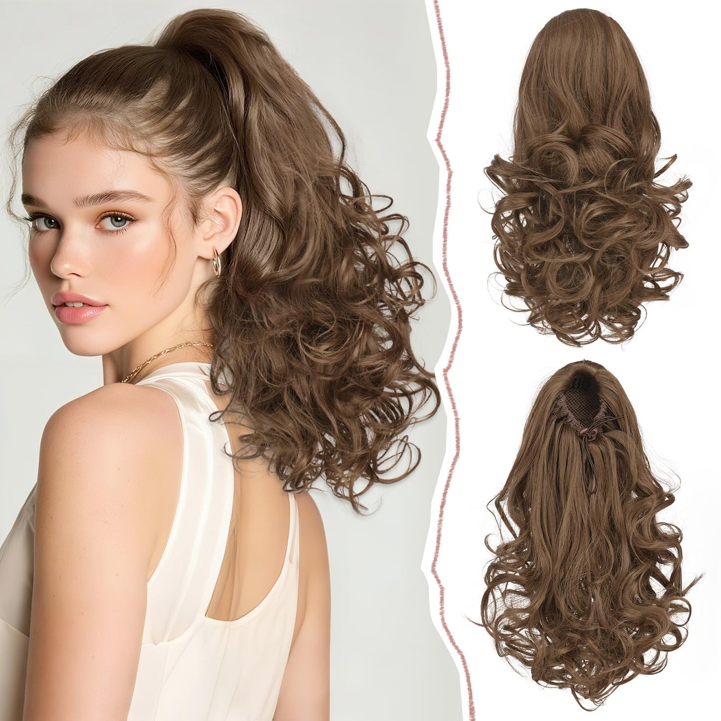 Sofeiyan Ponytail Hair Extensions with Drawstring, 35 cm Mandarin Brown Long