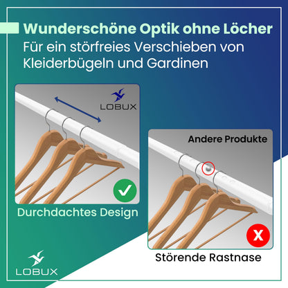 Tija perdea LOBUX telescopica fara gaurire 260-350 cm 32 mm alba