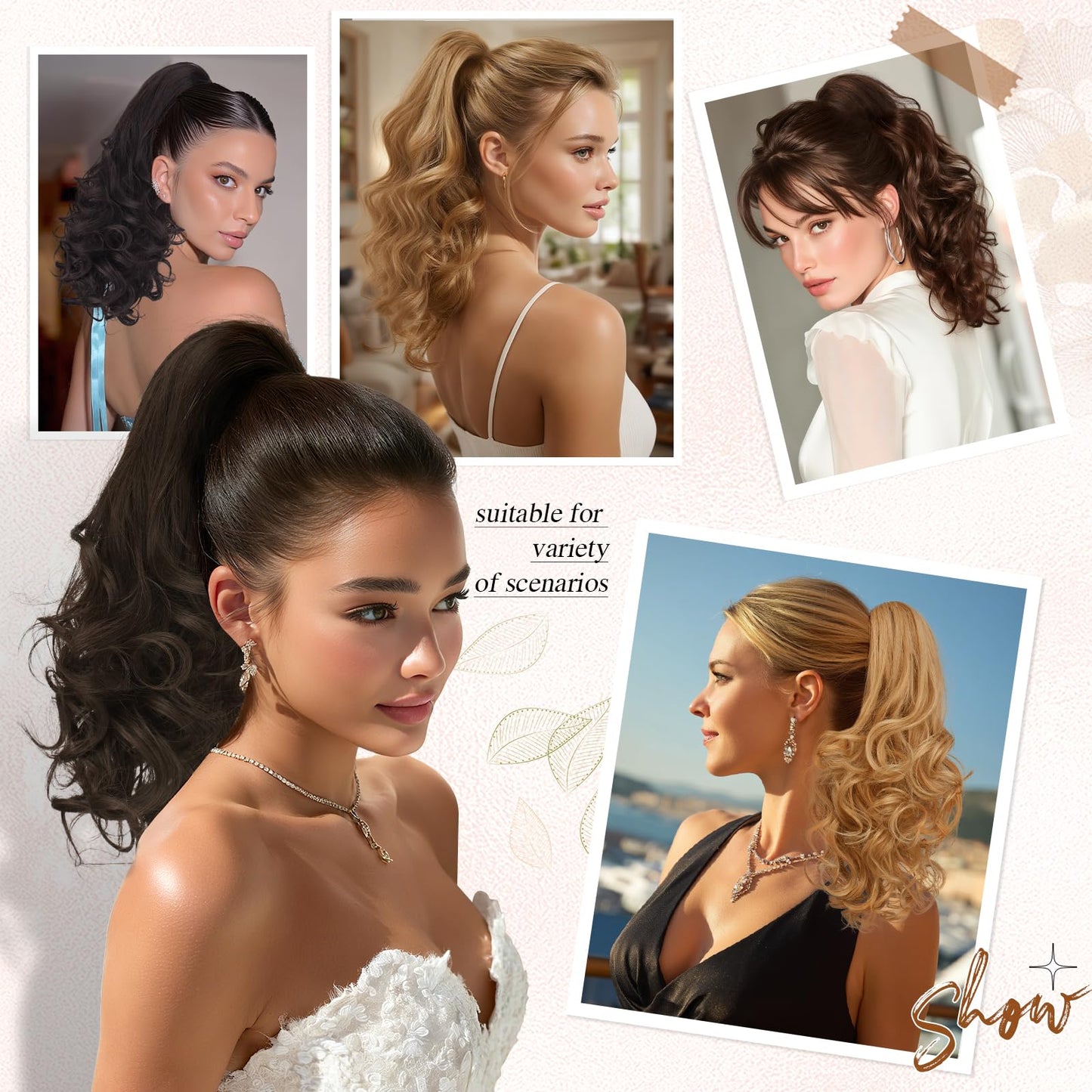 Sofeiyan Ponytail Hair Extensions with Drawstring, 35 cm Mandarin Brown Long