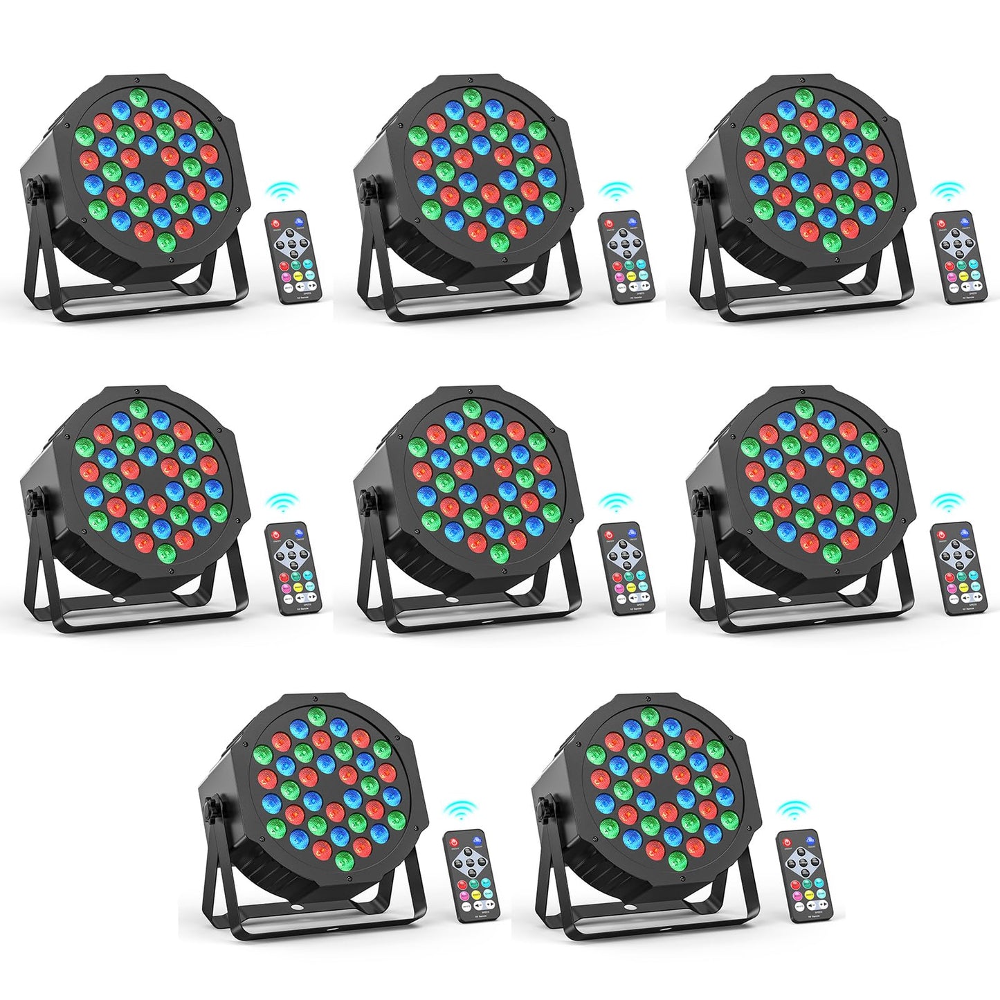 Set 8 lampi Par RGB 36 LED + DMX, control sunet si telecomanda