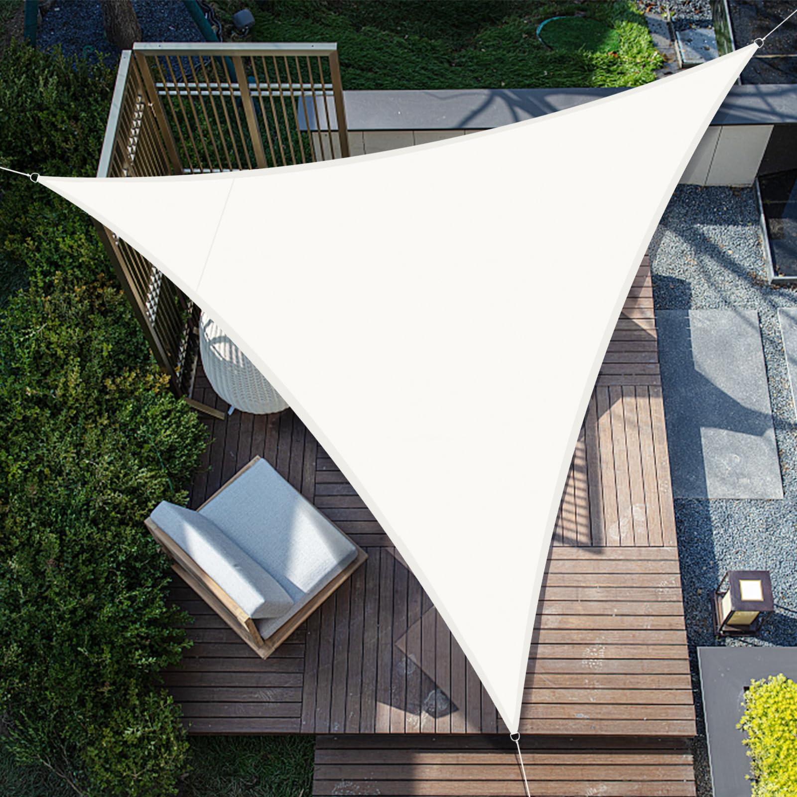 SUNNY GUARD Sun Shade Sail Triangle 4x4x4m Waterproof UV Block for Garden Outdoor Patio - Sand