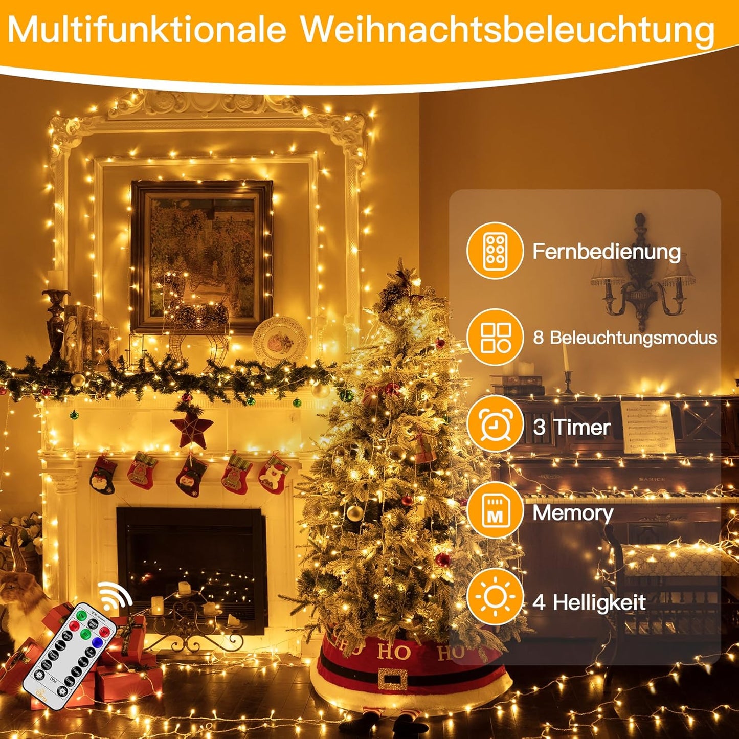 Ollny Outdoor Fairy Lights, 80 m, 800 LEDs, Christmas Lighting Outdoor 8 Modes with Remote Control Timer, Fairy Lights Long IP44 Waterproof for Christmas, Wedding, Easter, Garden (Warm White)
