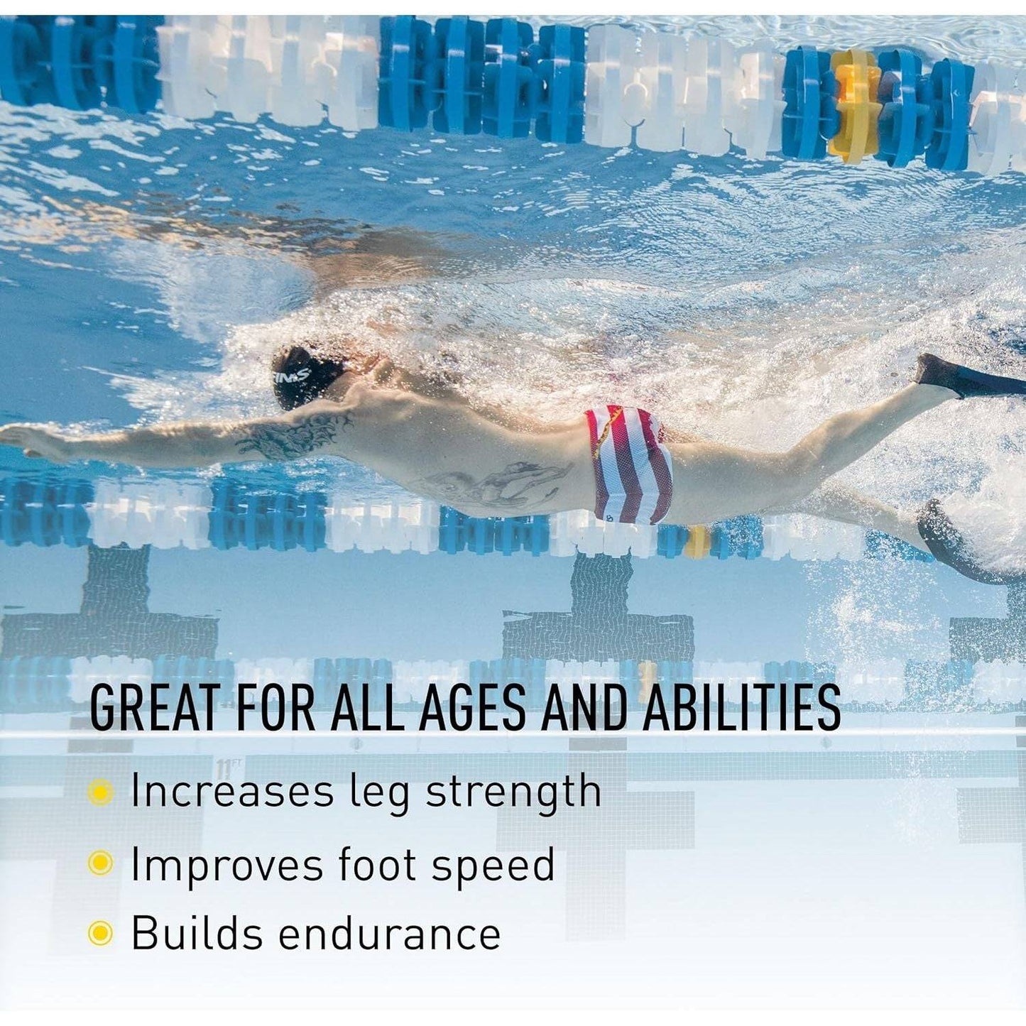 FINIS Long Floating Swim Fins - Training Fins for All Ages - Improves Kick Technique & Body Position
