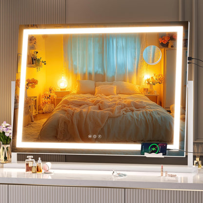 Oglinda cosmetica Hasipu 55x45 cm LED 10x, 3 temperaturi lumina