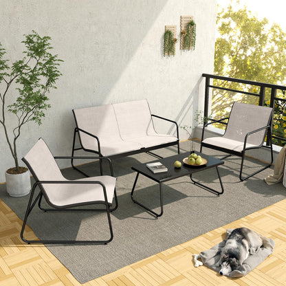 Set mobilier gradina Grand patio 4 piese, cadru otel, bej