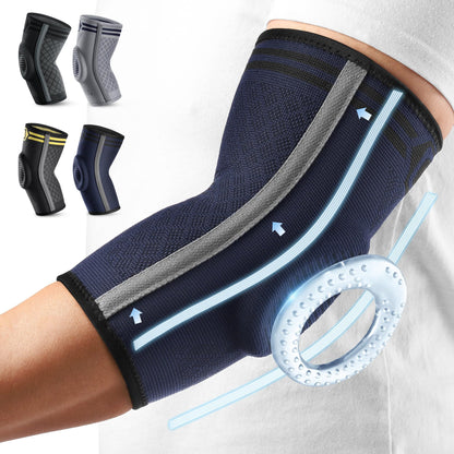 CAMBIVO 1 Pair Elbow Brace for Tendonitis and Tennis Elbow with Gel Pad and Dual Stabilizers, Arm Sleeves for Women & Men, Elbow Compression Sleeve for Golfer's Elbow, Weightlifting