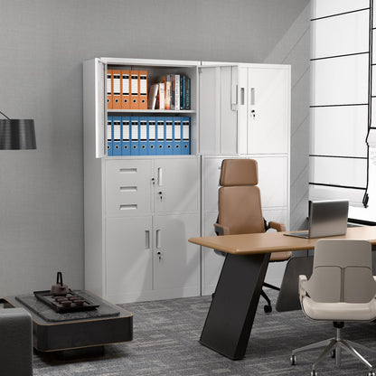 Dulap metalic dosare SUPEER 180x80x40 cm cu 5 usi si 3 sertare, incuietoare