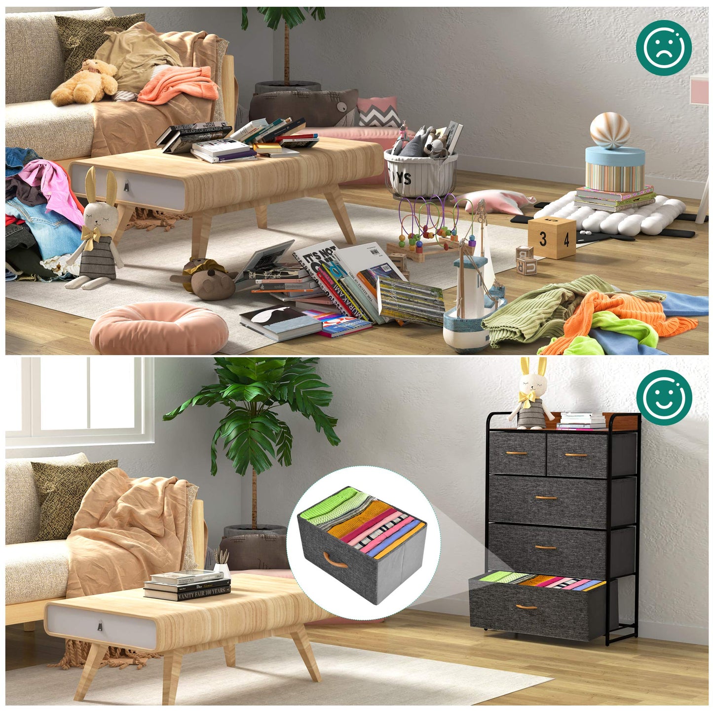 Comoda YITAHOME 5 sertare cadru metalic blat MDF 58x29x100 cm