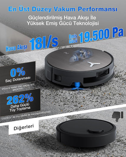 Aspirator robot ECOVACS X11 OmniCyclone cu mop si tehnologie BLAST, negru-maro