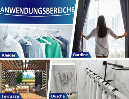 Galerie perdea MEISENBERG telescopica fara gaurire 210-260 cm alb