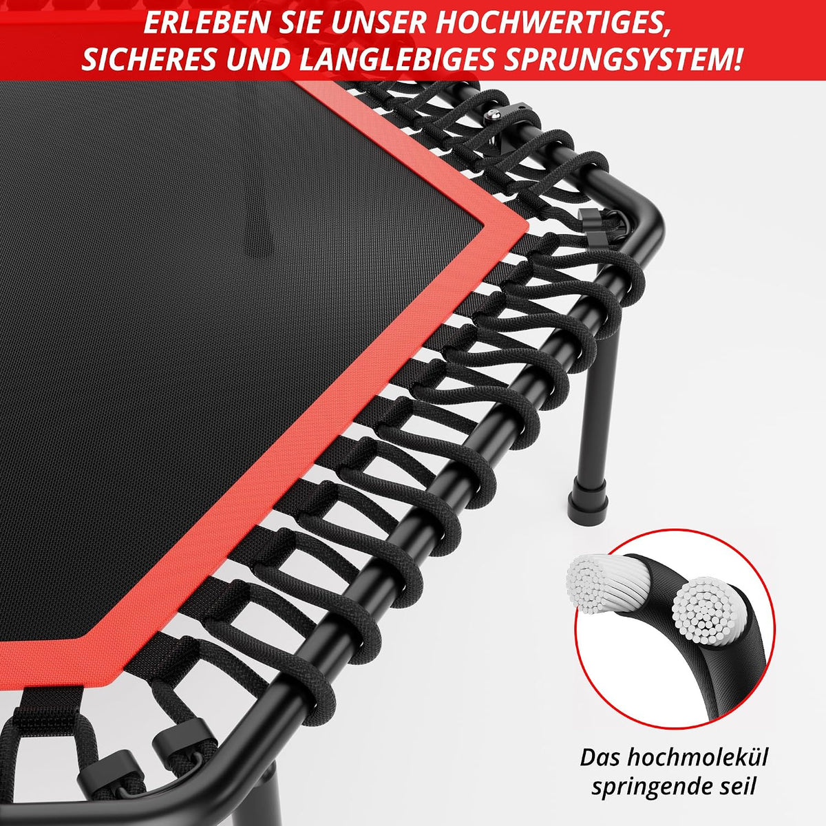 Trambulina fitness RYGEO pentru adulti, 127 cm, neagra, sarcina maxima 230 kg