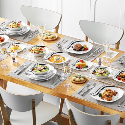 Set Vesela Serviciu masa VEWEET Fiona 24 piese portelan alb linii negre