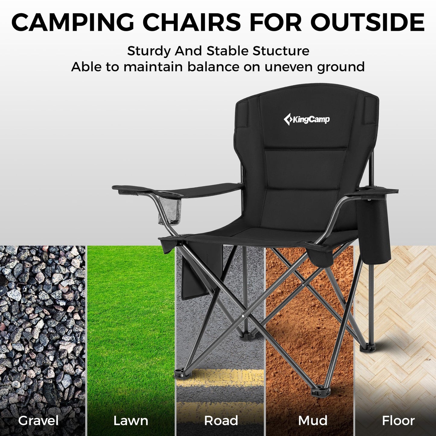 Scaun camping KingCamp Ultralight pliabil 136 kg suport pahar