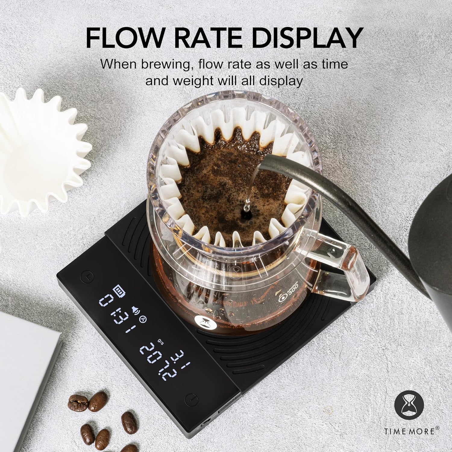 TIMEMORE Black Mirror Basic 2 Coffee Scale with Timer, 2kg/0.1g High Precision Kitchen Scale, Espresso Scale with Flow Rate Function, Digital Coffee Scale for Pour Over Drip Coffee with Silicone Cover