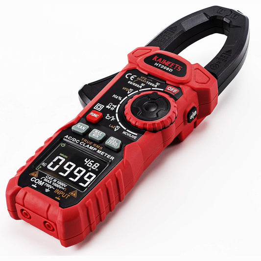 KAIWEETS HT208D Digital Clamp Meter, 1000A True RMS AC/DC Current Clamp Meter, Inrush, VFD, Measures Current Voltage,Temperature, Capacitance, Resistance, Diodes, Continuity, LOZ Mode, 6000 Counts