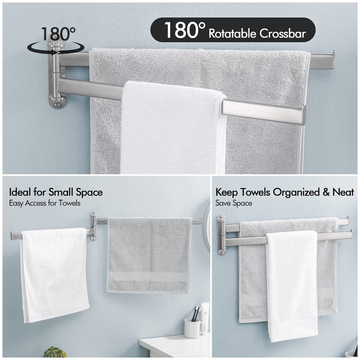 Suport prosoape KES A2104S2L50-2 inox SUS304 2 brate 50 cm