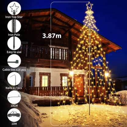 Instalatie Led Lumini Craciun iBaycon 568 LED 3.87 m, telecomanda, timer