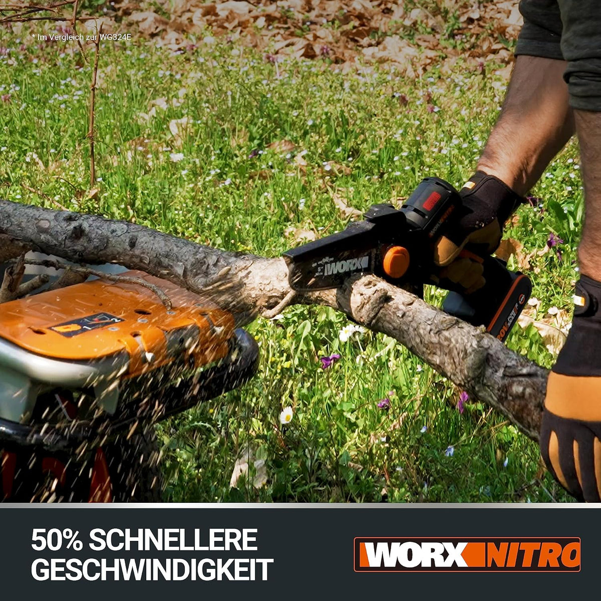 Mini fierastrau cu lant WORX Nitro WG325E.9, 20 V, fara acumulator si incarcator