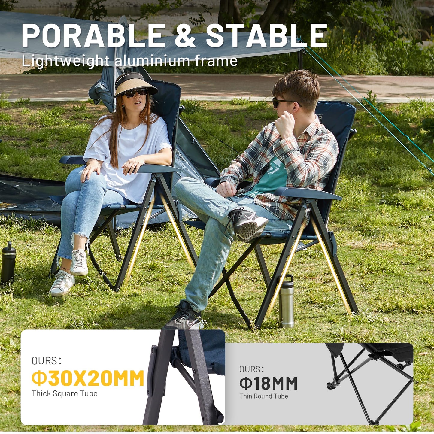 Scaune camping TIMBER RIDGE EU-JAAP-RC-5022 pliabile, 150 kg, 4 pozitii