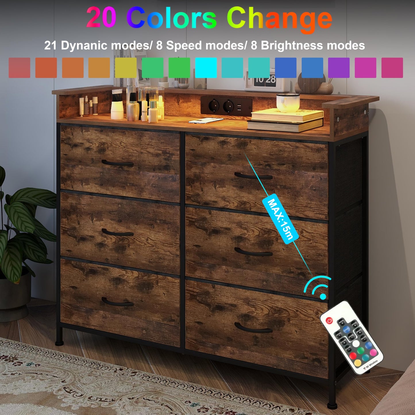 Comoda VEDECASA 6 sertare LED USB