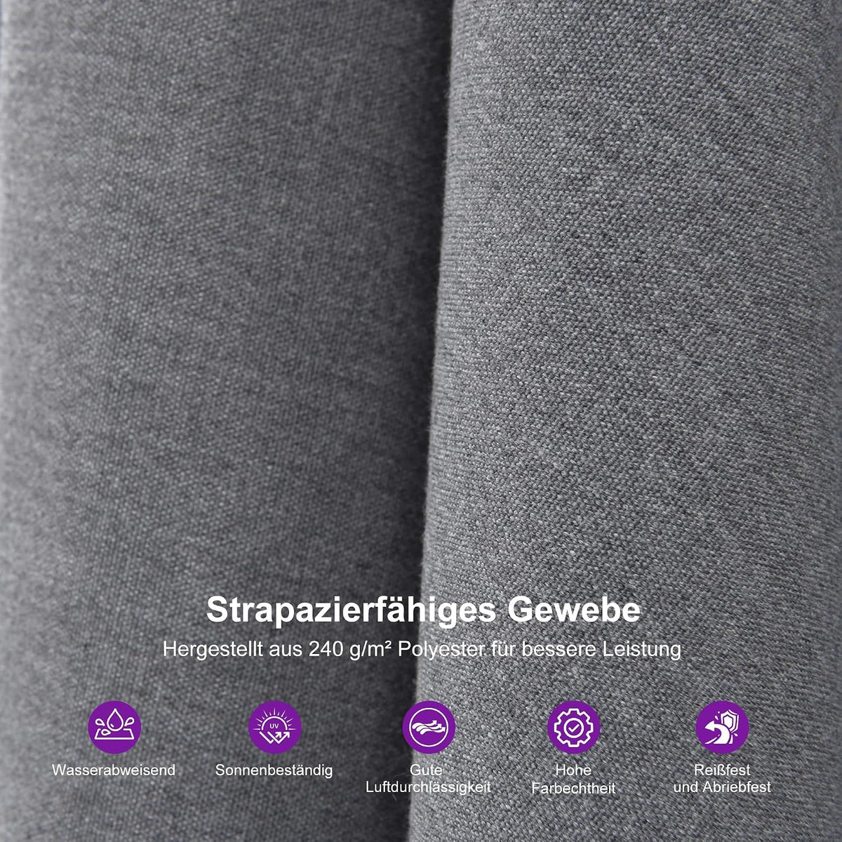 Umbrela de terasa dreptunghiulara PURPLE LEAF, 270x350 cm, gri grafit, imitatie acril