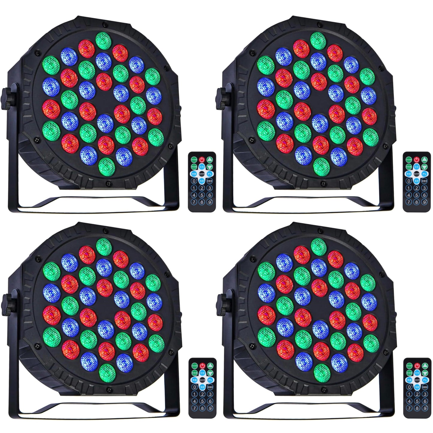 Proiectoare Disco Led DJ DMX512 36 LED set 4 buc + telecomanda, 4 moduri lumina