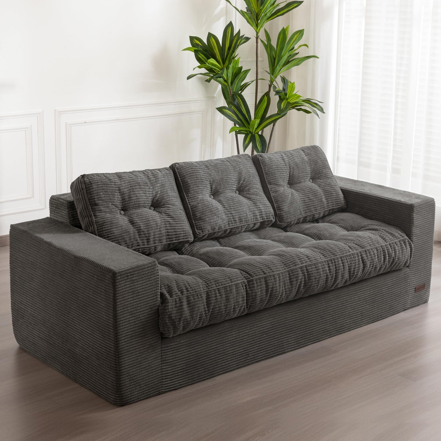 Canapea MAXYOYO 3 Seater Corduroy 190 cm, cu brate si tufting