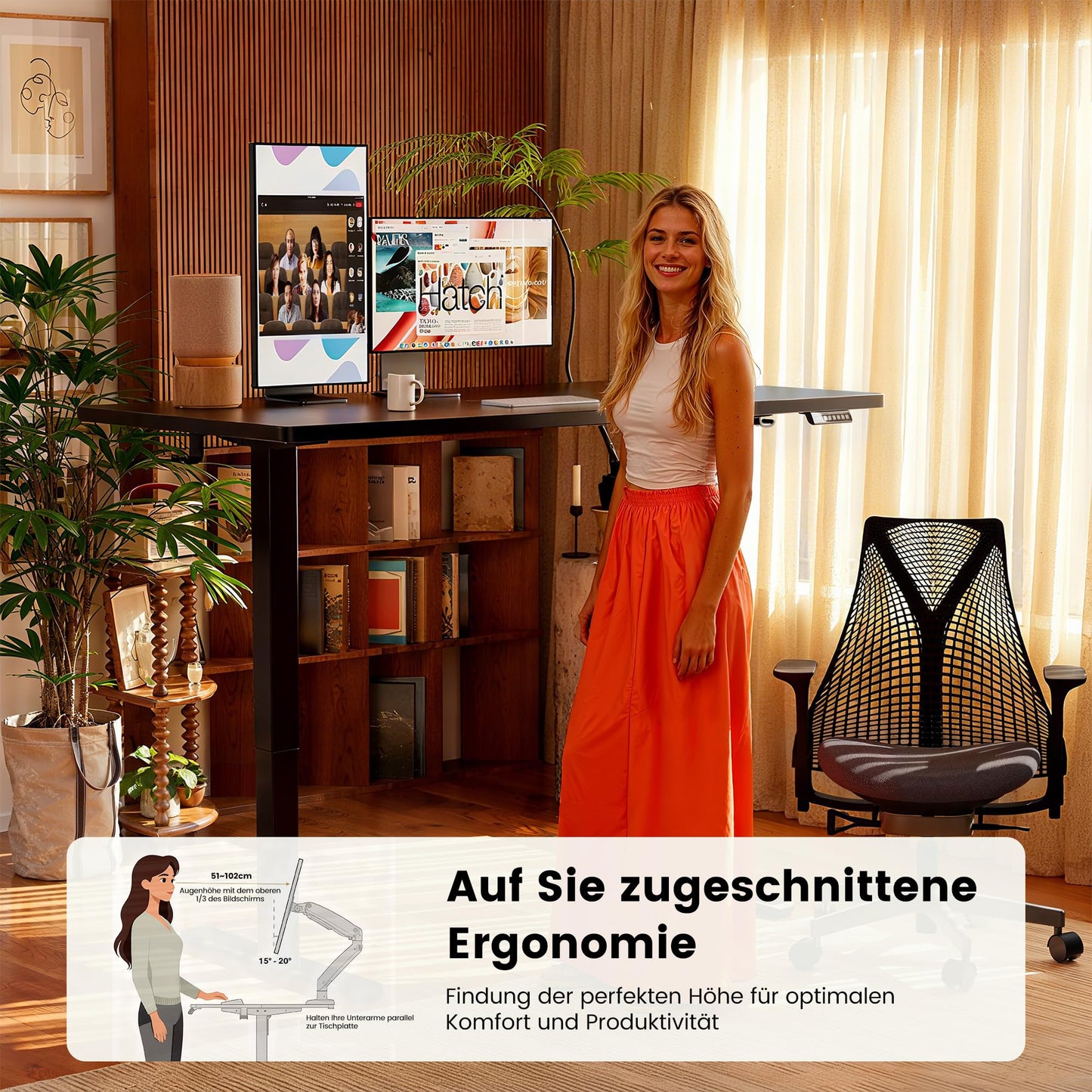 Birou ErGear Height-Adjustable Desk 160x80 cm electric 72-118 cm