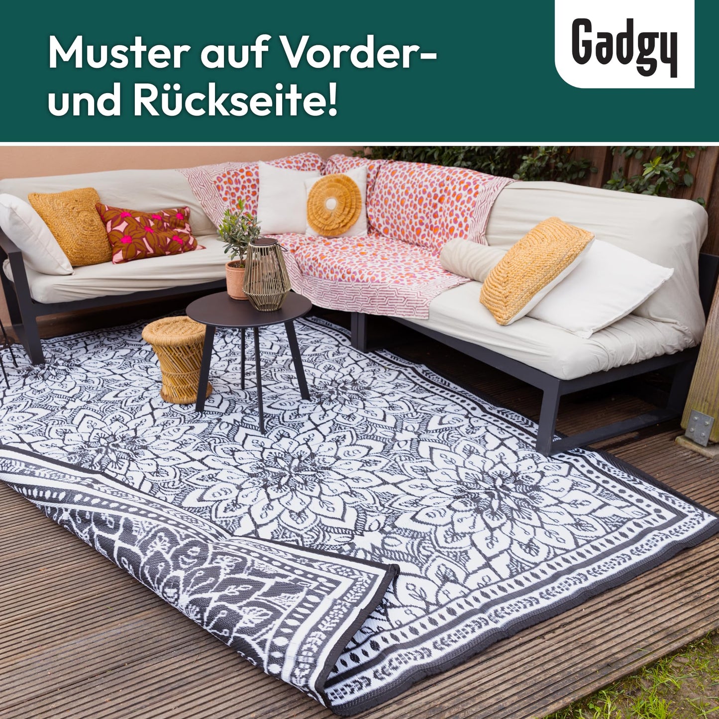 Covor exterior Gadgy Outdoor Mat White 200x300 impermeabil reversibil