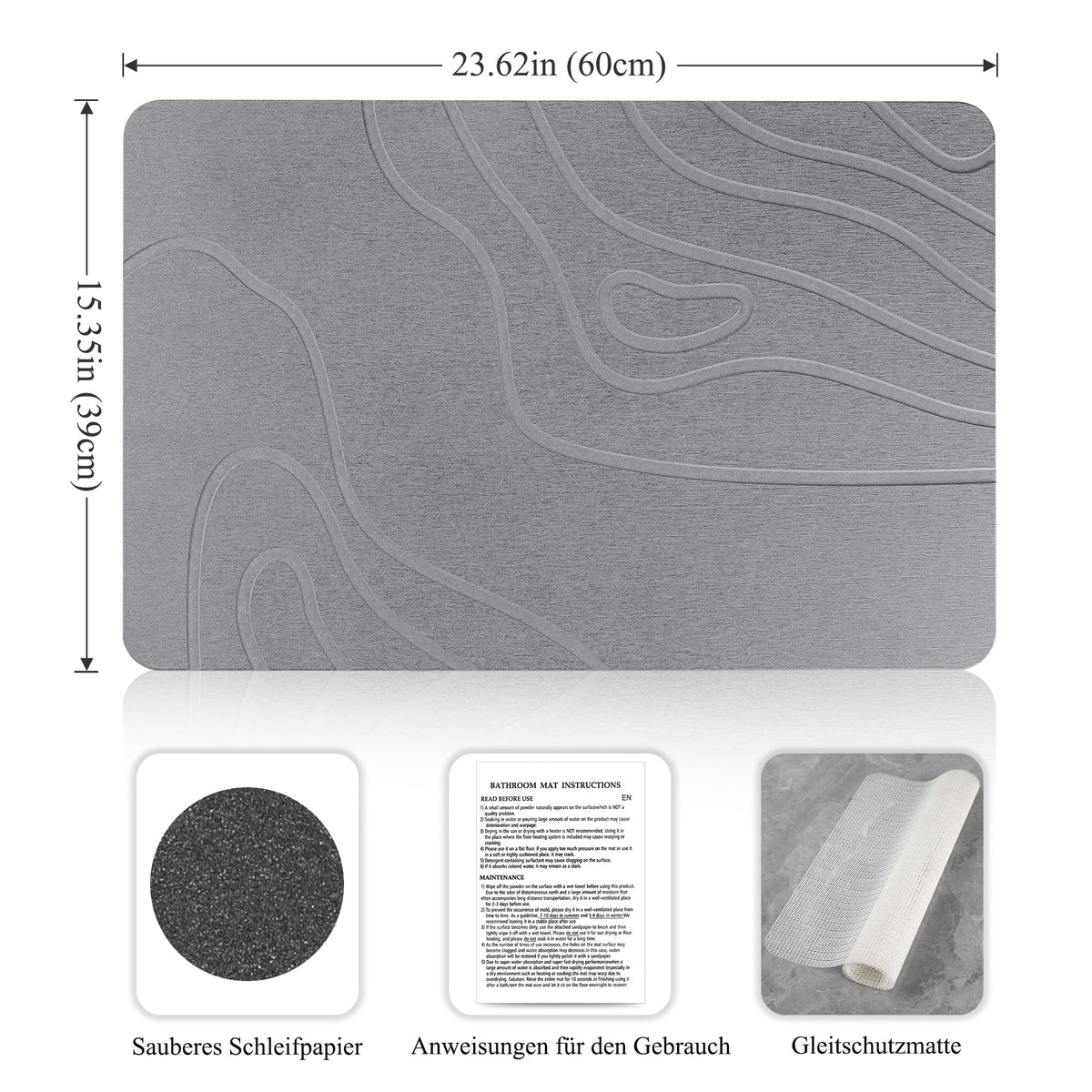 Covoras baie CARBURATEUR Stone Bath Mat 40x60 cm antiderapant