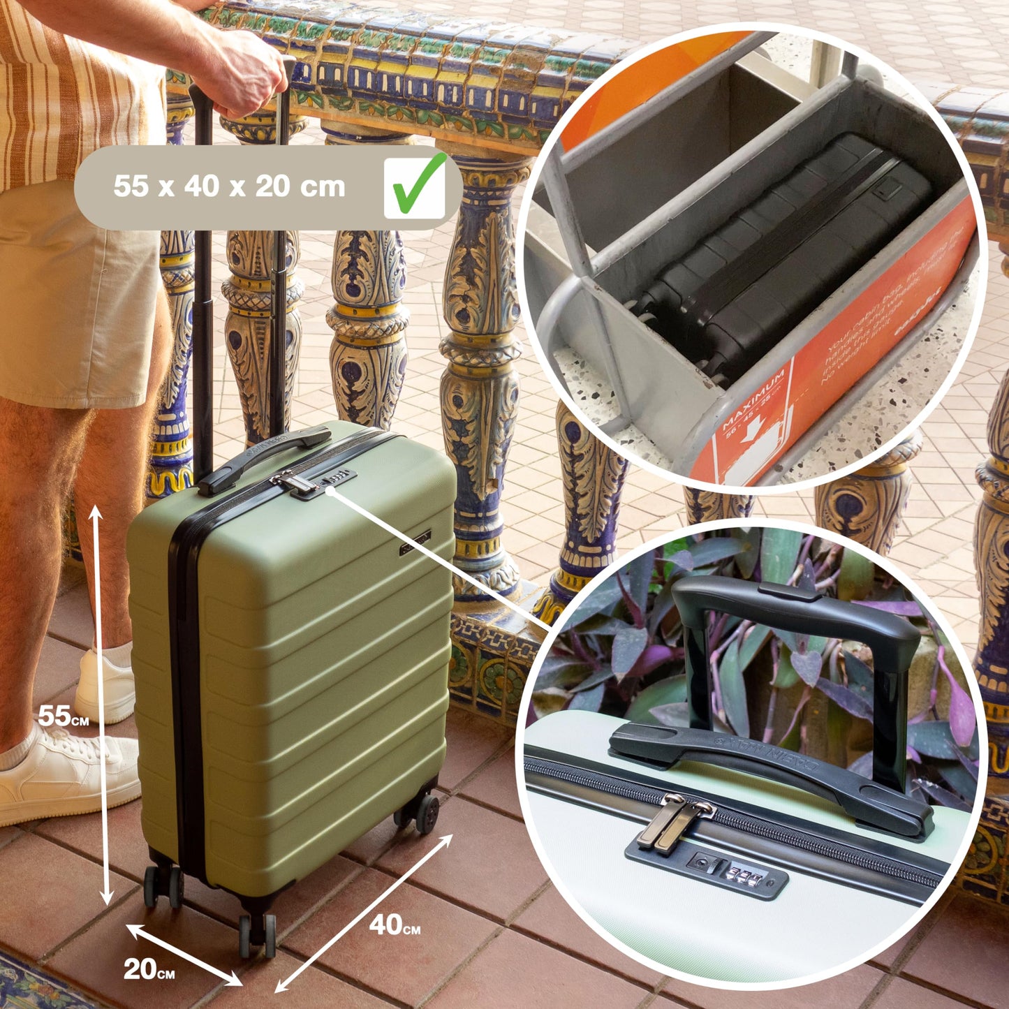 Troler Cabin Max Anode 40L 4 roti sistem combinat negru