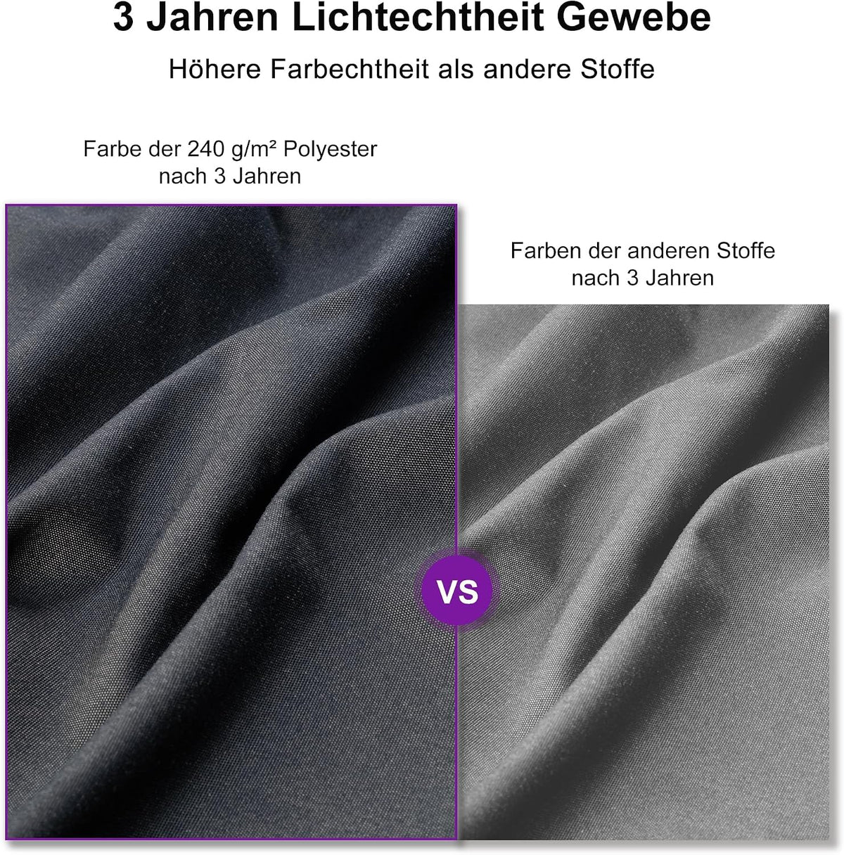 Umbrela de terasa dreptunghiulara PURPLE LEAF, 270x350 cm, gri grafit, imitatie acril