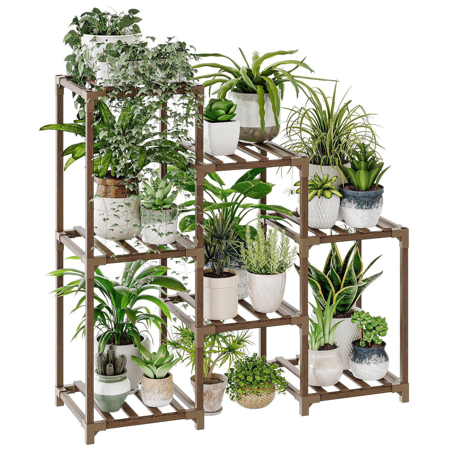 Suport plante Bamworld 7 niveluri lemn bambus pentru interior exterior