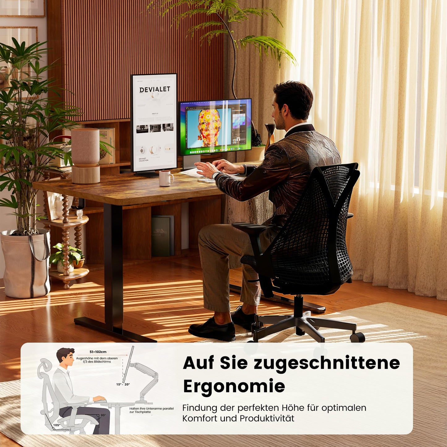 Birou ErGear reglabil electric 160x80 cm 4 memorii 72-118 cm
