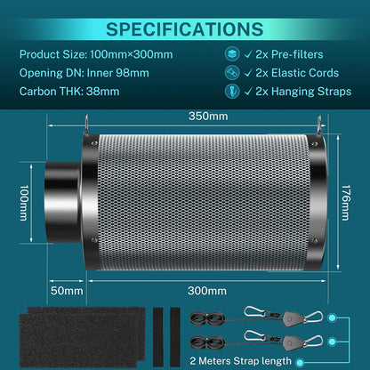 HG Power 4 Inch Air Carbon Filter 100 * 300