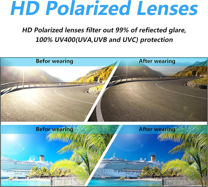 PUKCLAR Men’s Polarised Sunglasses, Sports Glasses, Cycling Glasses, Drivers Glasses, UV400 Protection, Category 3 Lens, CE Certified