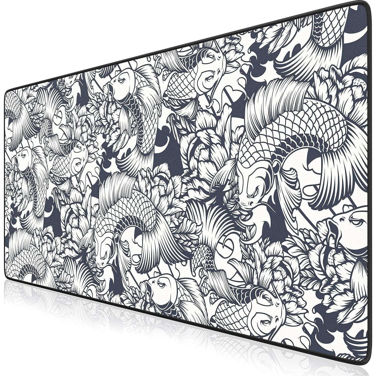 TITANWOLF - XXL Mouse Mat - Mouse Pad 900 x 400 x 3mm –Speed Gaming Mouse Pad - Extra Large - Table Mat Large Size - improved Precision and Speed – Design Koi Tattoo
