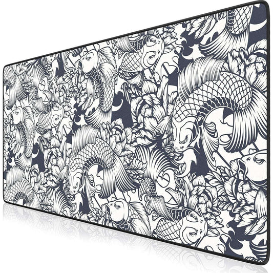 TITANWOLF - XXL Mouse Mat - Mouse Pad 900 x 400 x 3mm –Speed Gaming Mouse Pad - Extra Large - Table Mat Large Size - improved Precision and Speed – Design Koi Tattoo
