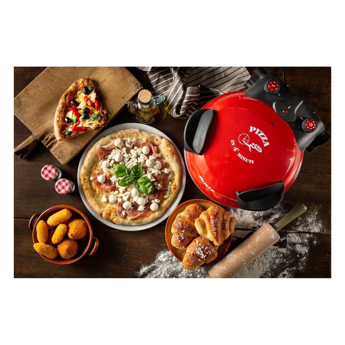 [RESIGILAT] Cuptor pentru pizza Ariete 909, 1200W, 400°C, 5 niveluri de gatire, rosu