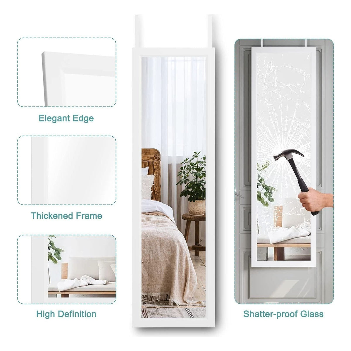 Oglinda de perete Dripex reglabila pe inaltime, 119 x 33 cm, alba