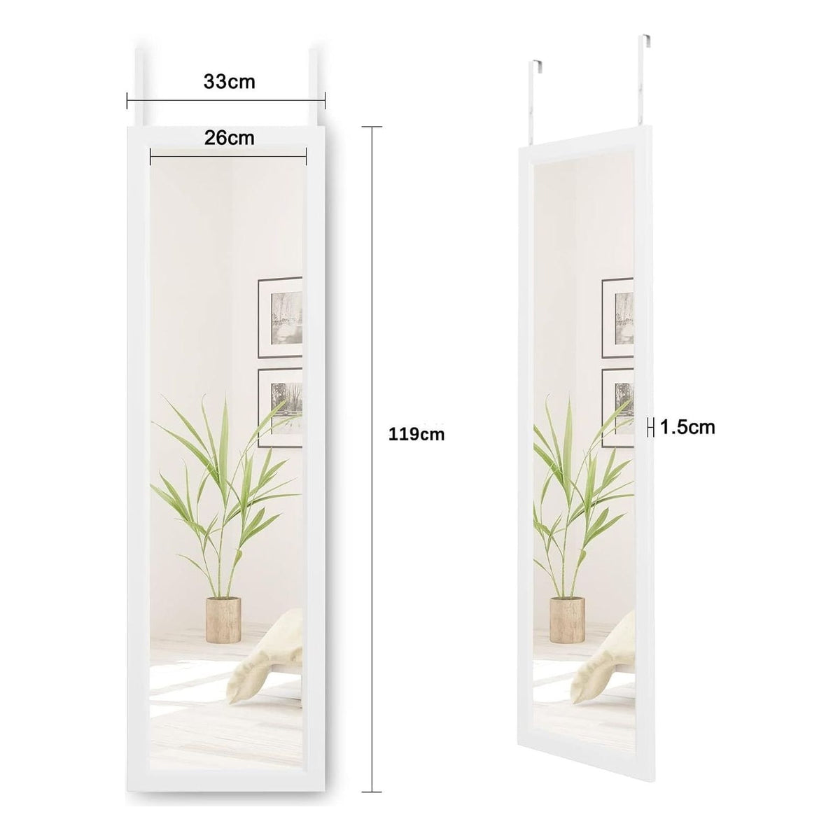 Oglinda de perete Dripex reglabila pe inaltime, 119 x 33 cm, alba