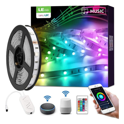 Banda LED inteligenta Lepro RGB Music, 5 m, Wi-Fi 2.4 GHz, compatibila Alexa si Google Home